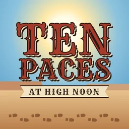 The Ten Paces app icon: TEN PACES lettered over a desert street at noon, with an AT HIGH NOON banner