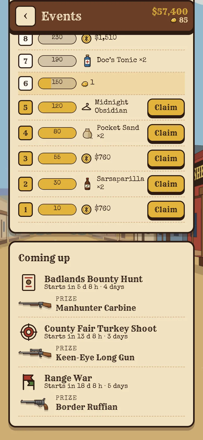 The weekly event’s milestone ladder